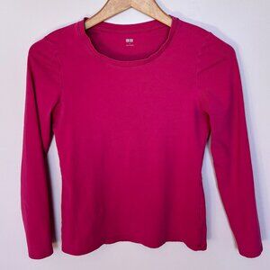 Uniqlo Long-Sleeve Crew Neck T-Shirt in Pink